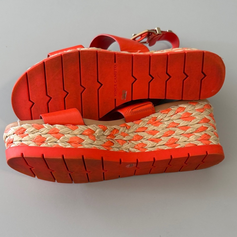 Vince Camuto orange-red Wedge Sandals - Picture 4 of 5